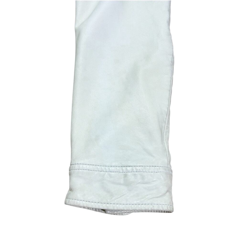 Gap Vintage 90s Y2K White Leather Jacket Large - Picture 3 of 9